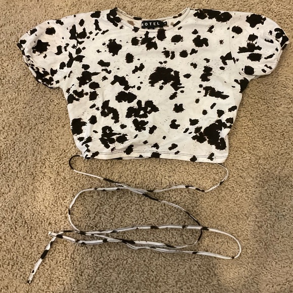 Motel rocks cow print crop top - Picture 1 of 2